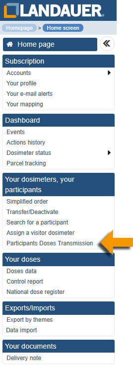 menu transmission dose